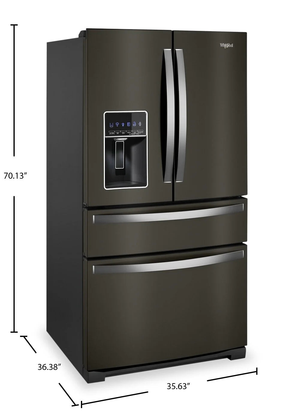 Réfrigérateur Whirlpool 26 pi³ Inox Noir 36 po WRMF7736PV
