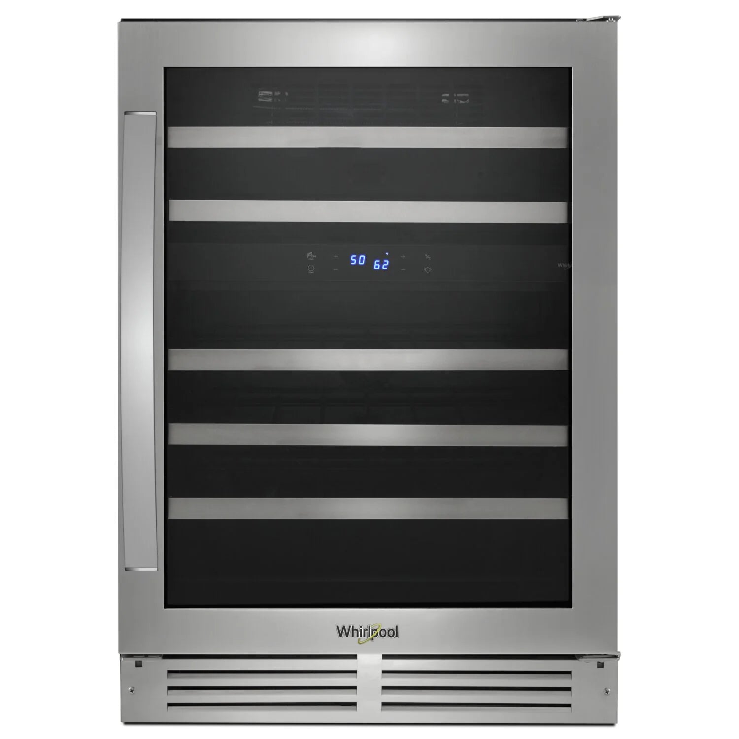 Whirlpool Cellier à vin 24 po, 46 bouteilles, 2 zones, Acier inoxydable anti-traces WUW55X24HS