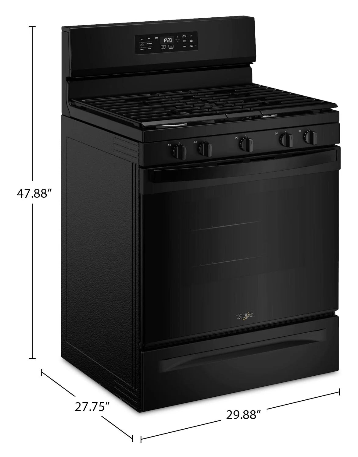 Cuisinière à gaz Whirlpool 5 pi³ Air Fry noire WFGS4530SB