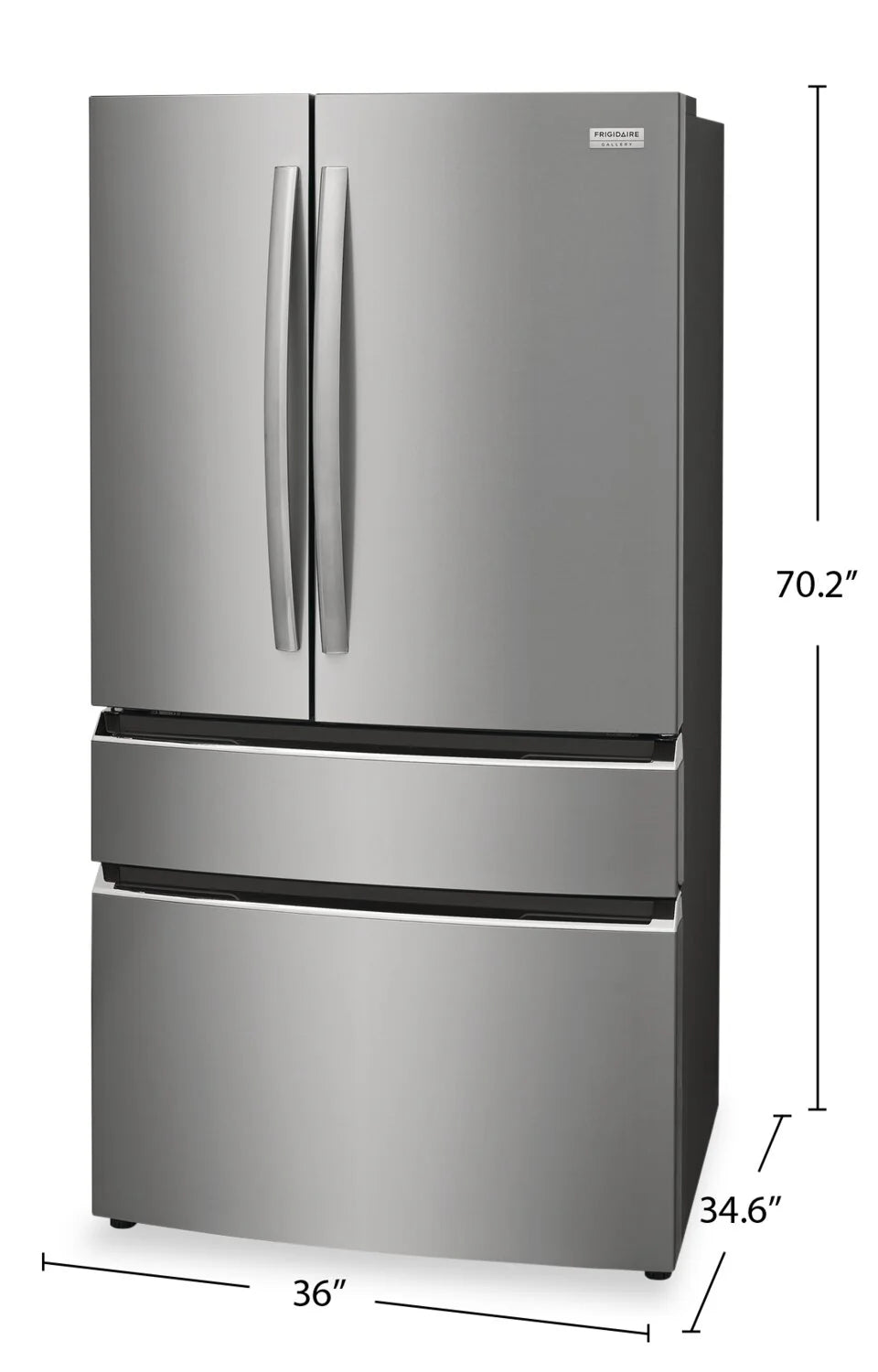 Réfrigérateur Frigidaire Gallery 27 pi³ 4 Portes Inox 36"