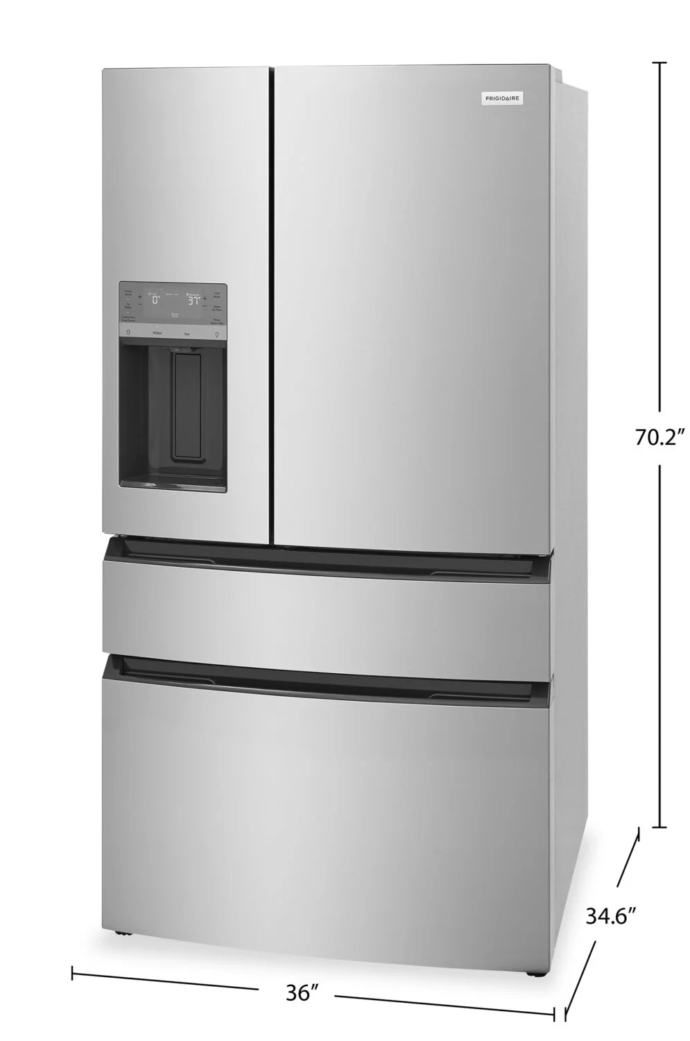 Réfrigérateur Frigidaire 36" 26,3 pi³ 4 Portes avec Tiroir Custom-Flex Inox FRMS2733AV