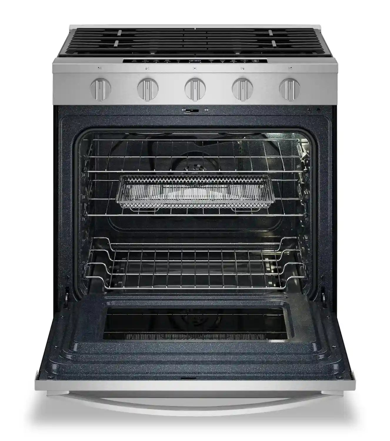 Cuisinière Whirlpool 30" 5 pi³ Gaz Air Fry Intelligente Inox Noir