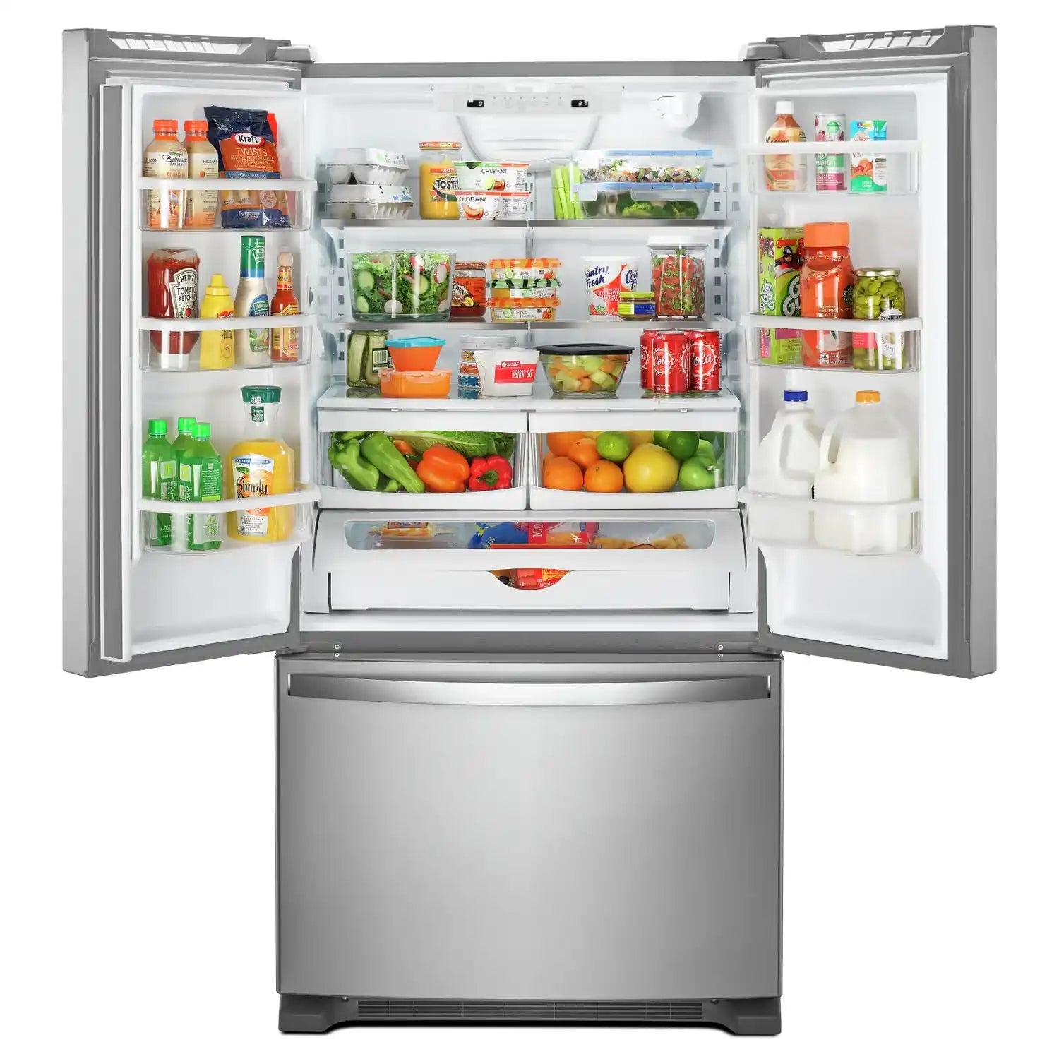Réfrigérateur Whirlpool 33" 22,1 pi³ Portes Françaises Inox Anti-Traces WRFF5333PZ