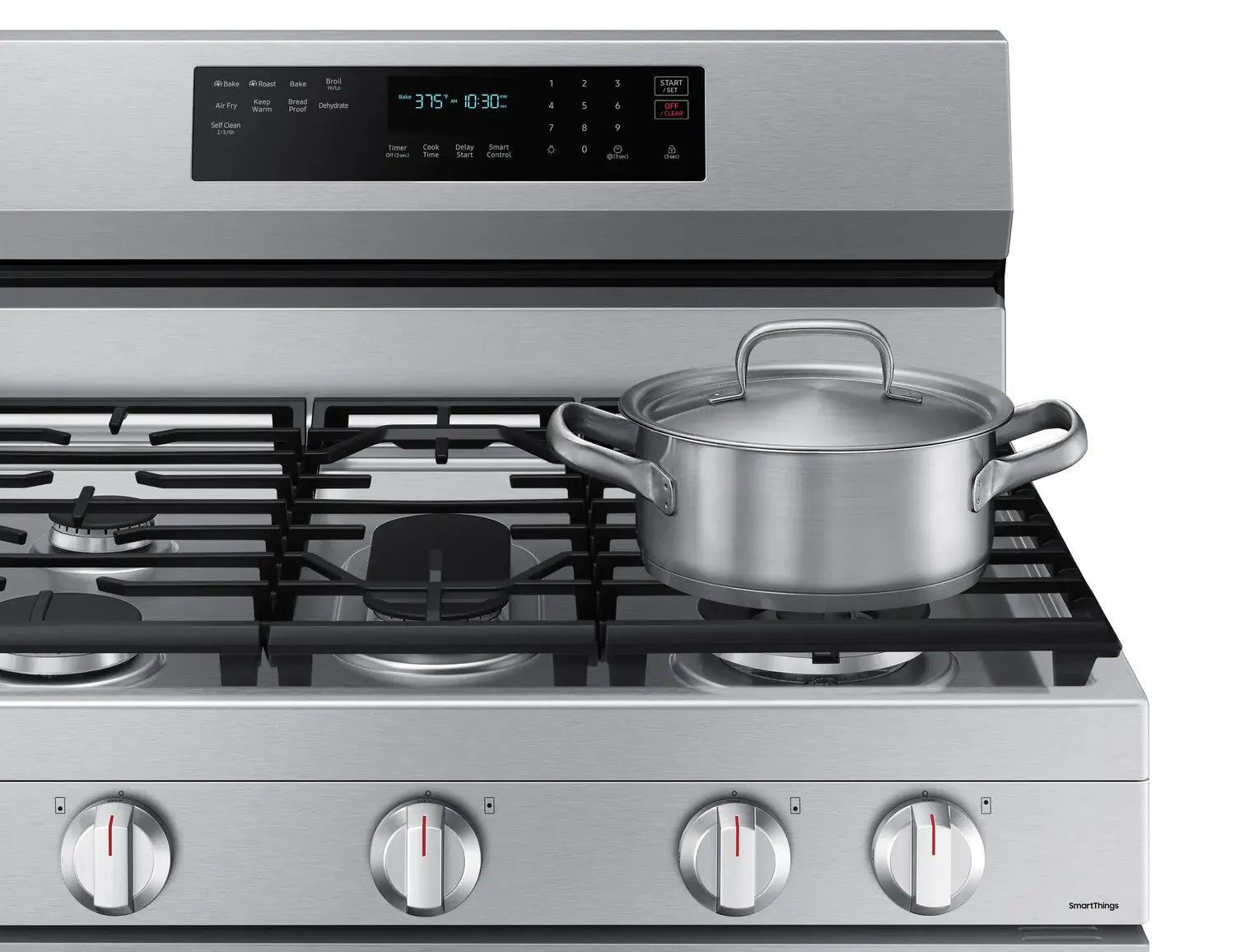 Cuisinière à gaz Samsung 30" 6 pi³ avec convection véritable et friture à air en inox NX60A6711SS