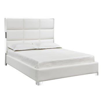 Blair Bed: White Leatherette