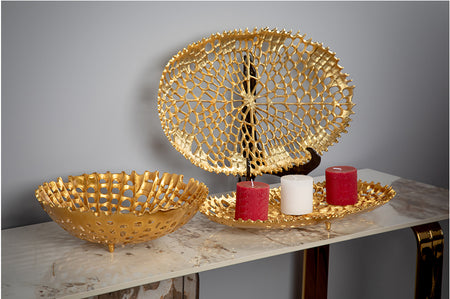 Ensemble de plateaux et bol Web Gold