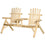 Banc de chaise de patio Adirondack en bois avec table basse centrale, pour se prélasser et se détendre à l'extérieur, naturel