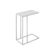 TABLE D'APPOINT - MÉTAL BLANC AVEC VERRE TREMPÉ GIVRÉ