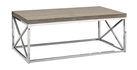 TABLE BASSE - TAUPE FONCÉ AVEC MÉTAL CHROMÉ 