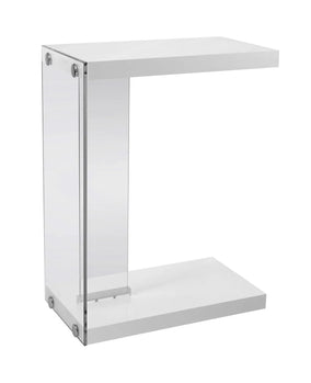 TABLE D'APPOINT - BLANC BRILLANT AVEC VERRE TREMPÉ