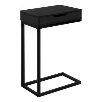 TABLE D'APPOINT - NOIR / MÉTAL NOIR AVEC UN TIROIR 