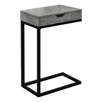 TABLE D'APPOINT - ASPECT PIERRE GRIS / MÉTAL NOIR 