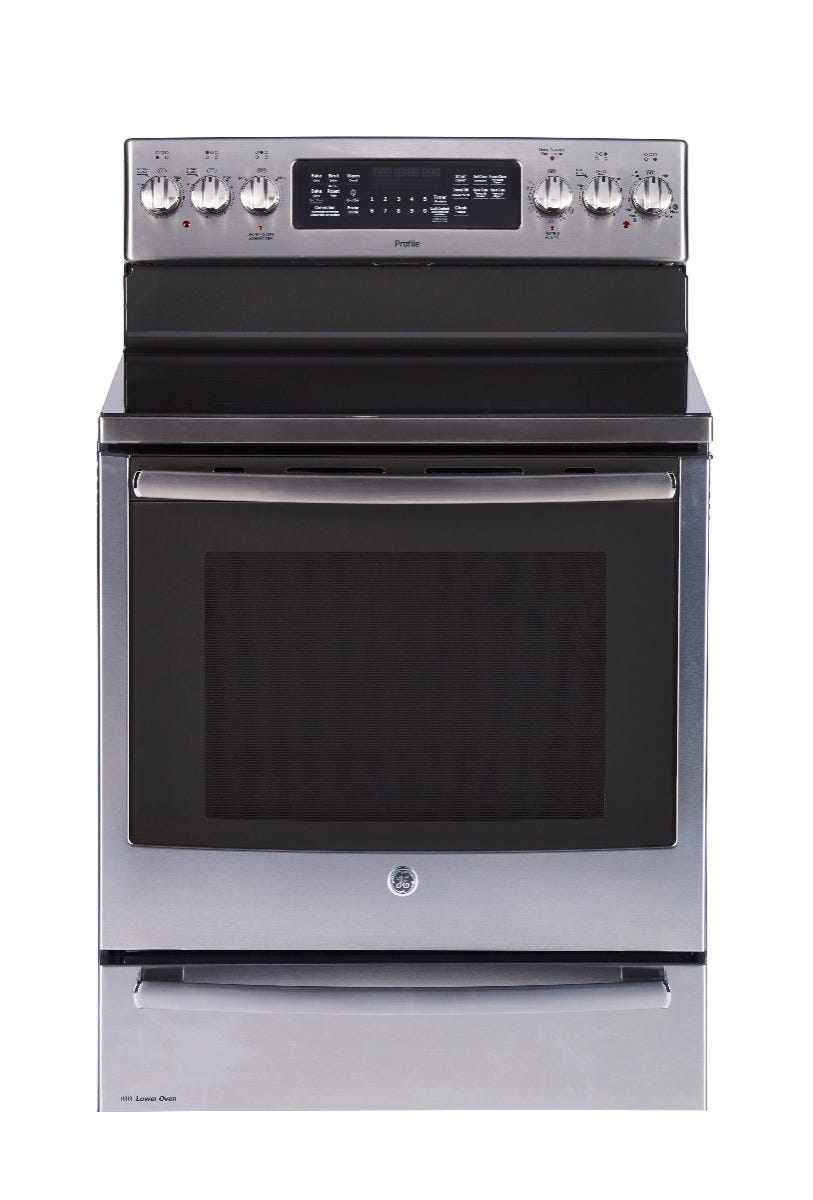 Cuisinière Électrique Autonome À 5 Éléments Et Four Double De 7,2 Pi³ / 30" En Acier Inoxydable *PRODUIT NEUF* Profile De GE ( PCB987YMFS )