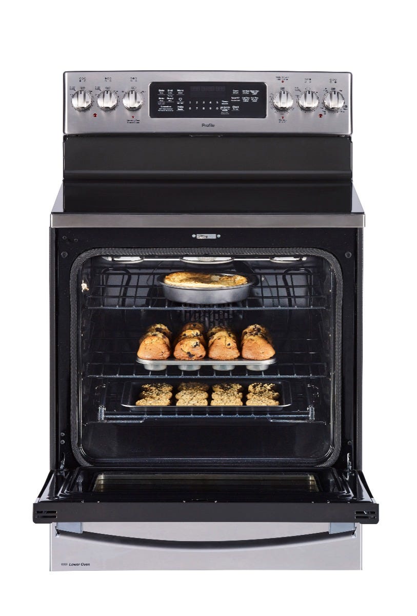 Cuisinière Électrique Autonome À 5 Éléments Et Four Double De 7,2 Pi³ / 30" En Acier Inoxydable *PRODUIT NEUF* Profile De GE ( PCB987YMFS )