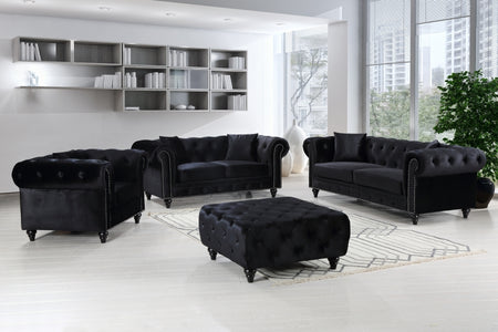 Pouf Chesterfield en velours