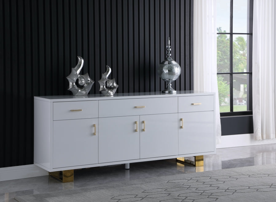 Crédence de Luxe Excel : Laque Blanche et Finition Or