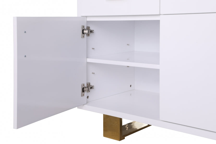 Crédence de Luxe Excel : Laque Blanche et Finition Or