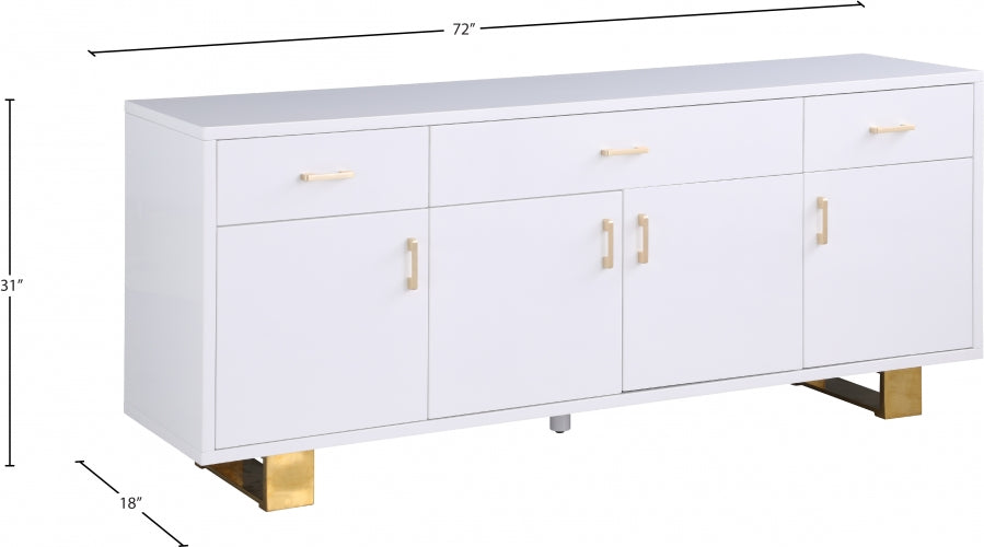 Crédence de Luxe Excel : Laque Blanche et Finition Or