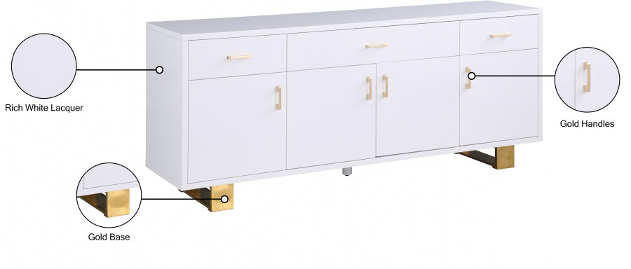 Crédence de Luxe Excel : Laque Blanche et Finition Or