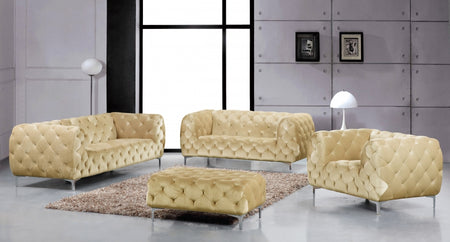 Pouf en velours Mercer