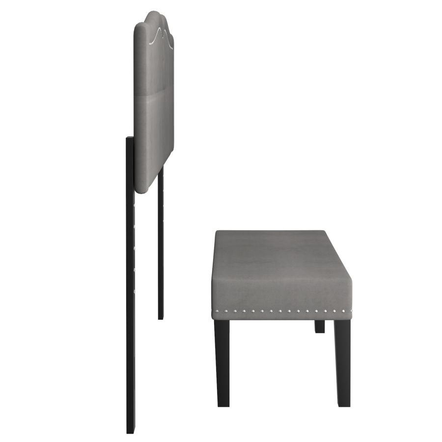 Aurora dûbele / keninginne ferstelbere hichte headboard mei bankje yn griis