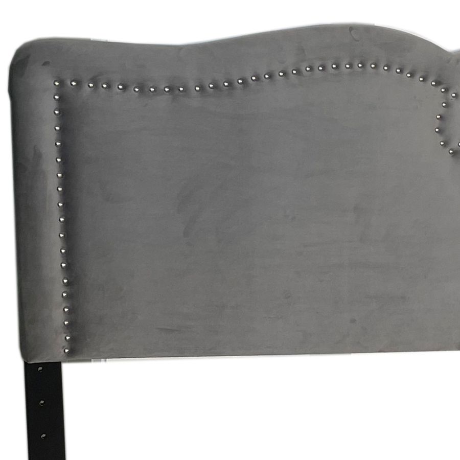 Aurora dûbele / keninginne ferstelbere hichte headboard mei bankje yn griis