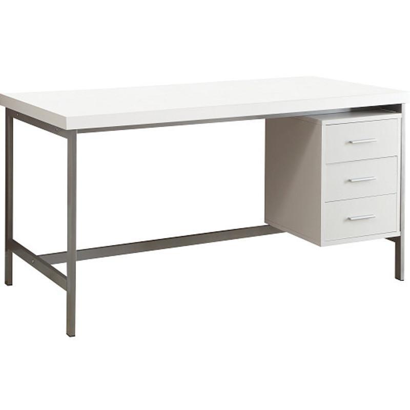 BUREAU D'ORDINATEUR - 48"L / BLANC / METAL ARGENT