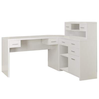 BUREAU D'ORDINATEUR - COIN GAUCHE OU DROIT BLANC