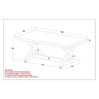 Table de salle à manger rectangulaire Zax en gris vieilli