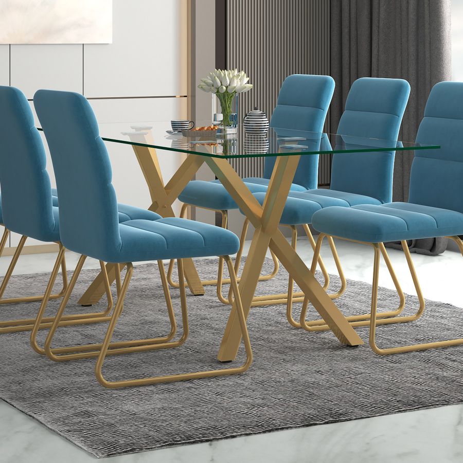 Stark Dining Table in Aged Gold