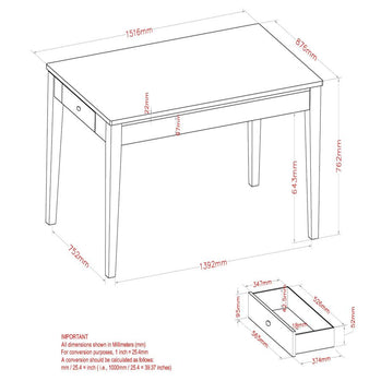 Pascal Dining Table with Drawers in Grey