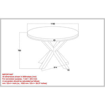 Table de salle à manger ronde Arhan en gris vieilli