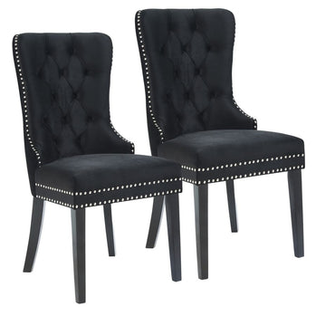 Chaise d'appoint Rizzo, lot de 2 en velours noir