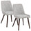 Chaise d'appoint Mia, lot de 2 en gris clair/pieds en noyer