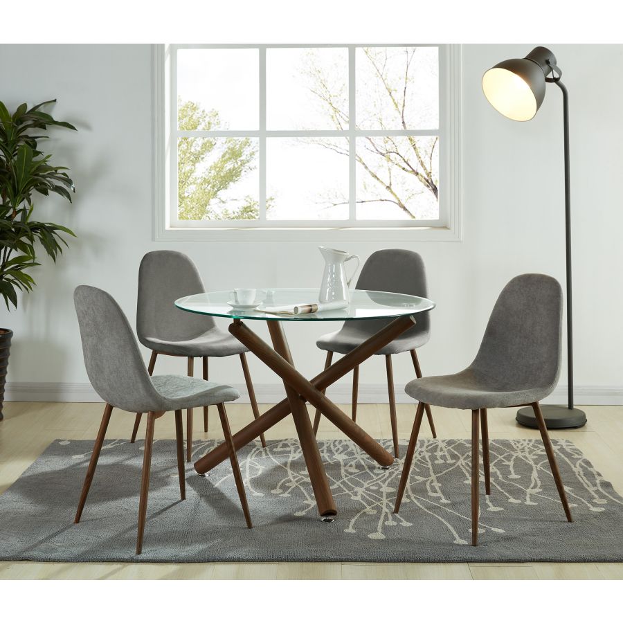 Chaise d'appoint Lyna, lot de 4 en gris