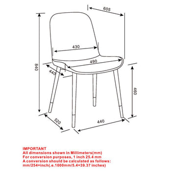 Gabi Side Chair, lot de 2, en bleu