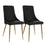 Chaise d'appoint Antoine, ensemble de 2, en noir avec pieds en or vieilli