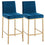 Tabouret de comptoir Diego 26'', ensemble de 2 en bleu/pieds or vieilli