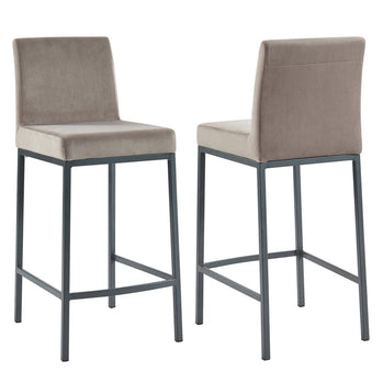 Tabouret de comptoir 26'' Diego, ensemble de 2 en gris/pieds gris