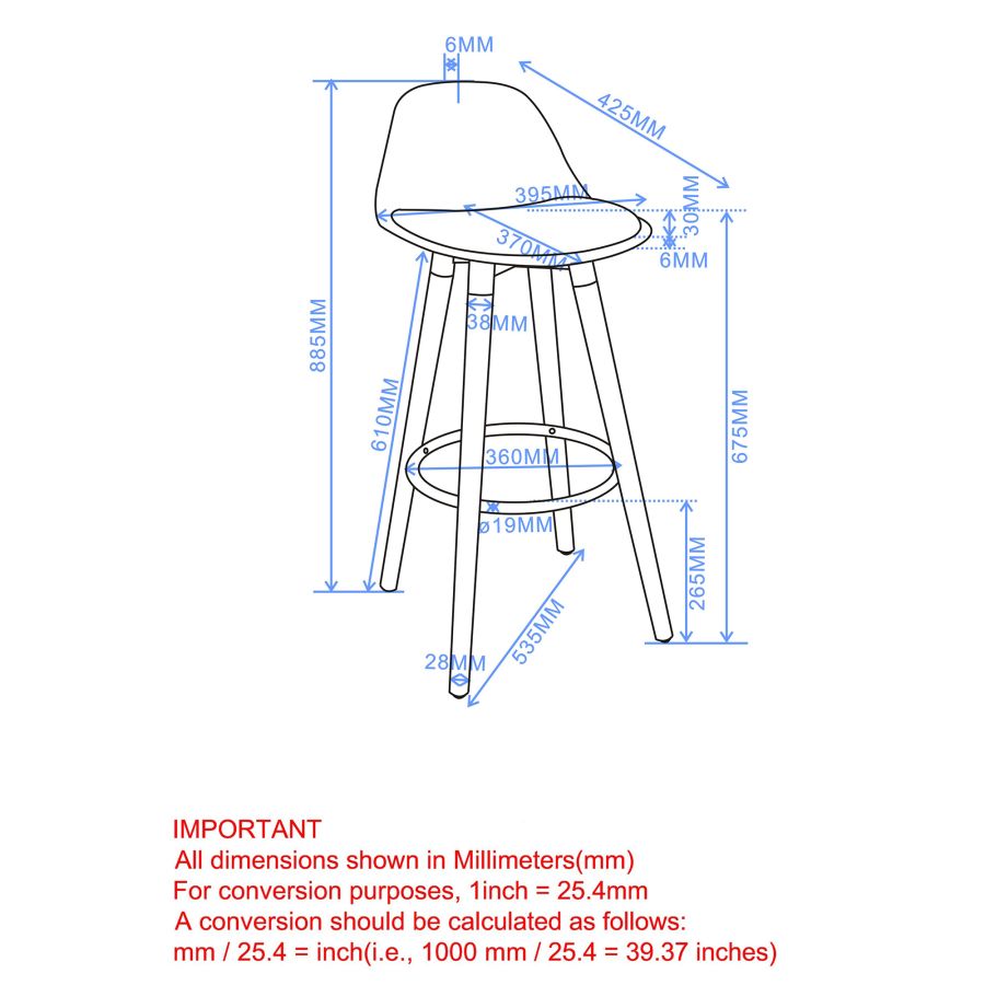 Tabouret de comptoir Diablo 26'', ensemble de 2 en noir