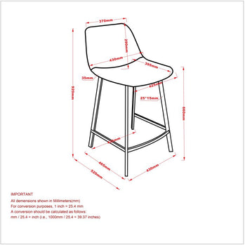 Tabouret de comptoir Buren 26'', ensemble de 2 en brun vintage