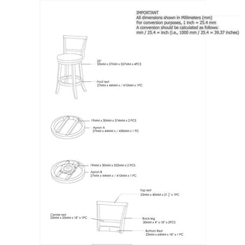 Tabouret de comptoir Rowan 26'', ensemble de 2 en gris