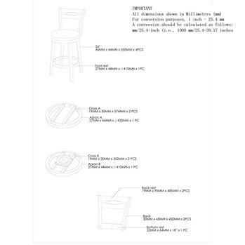 Tabouret de comptoir Harlo 26'', ensemble de 2 en gris