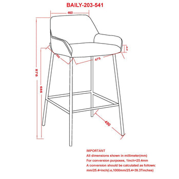 Tabouret de comptoir Baily 26'', ensemble de 2 en bleu