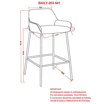 Tabouret de comptoir Baily 26'', ensemble de 2 en vieux rose