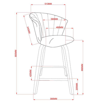 Tabouret de comptoir Tula de 26 po en noir 