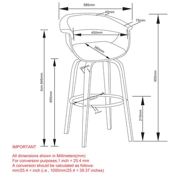 Tabouret de comptoir Holt 26'' en anthracite