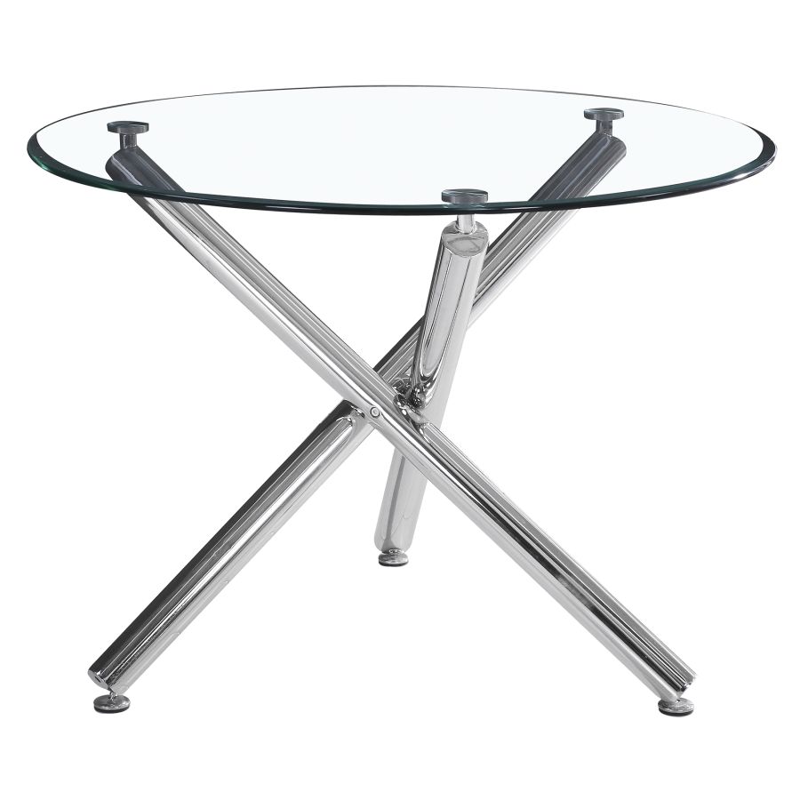 Ensemble de salle à manger Solara/Devo 5 pièces en chrome avec chaise blanche