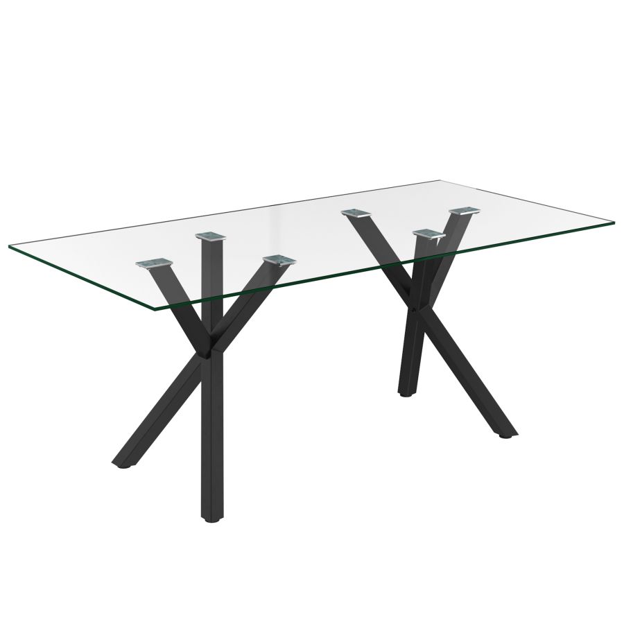 Ensemble de salle à manger 7 pièces Stark/Venice en noir avec chaise beige