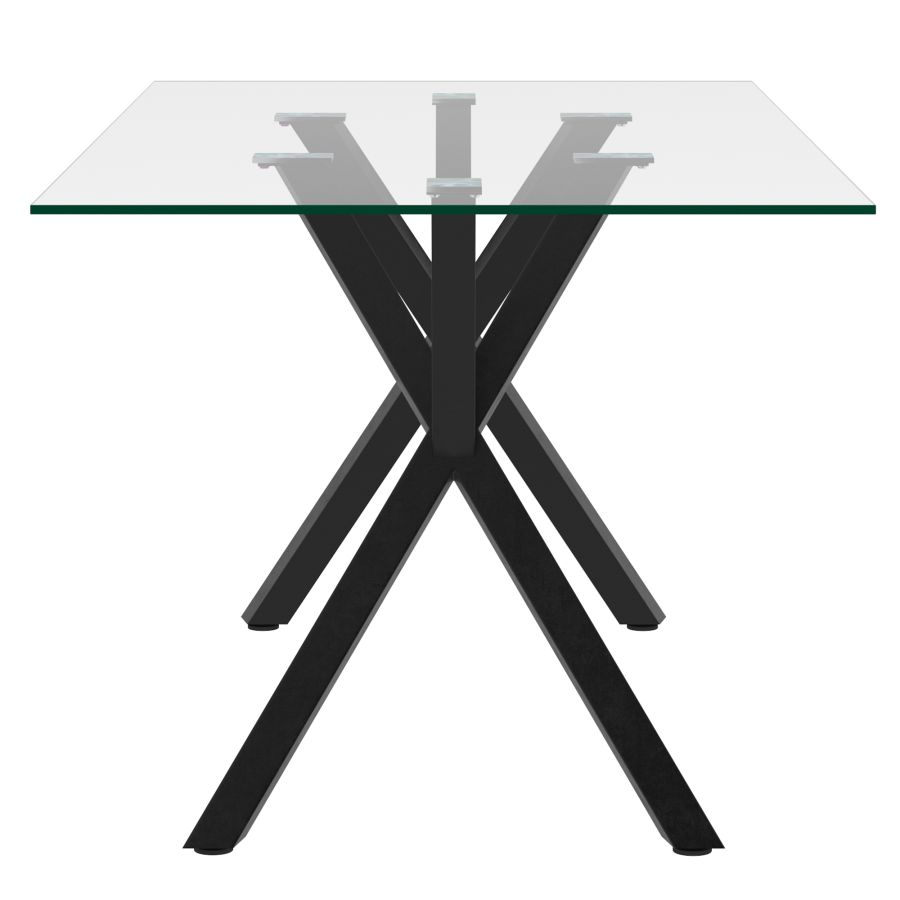 Ensemble de salle à manger 7 pièces Stark/Venice en noir avec chaise beige